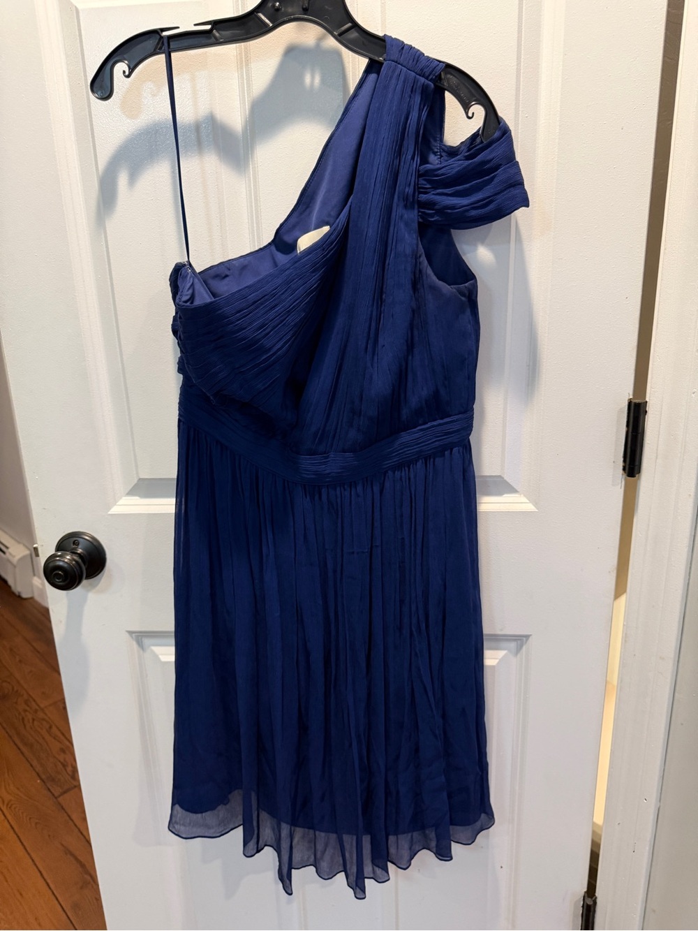 J. Crew One-Shoulder Navy Chiffon Dress